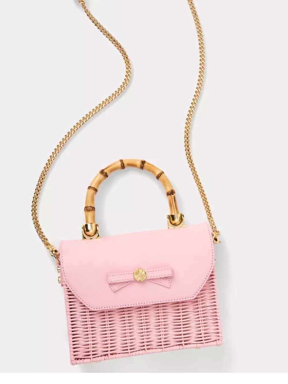 NWT Lilly Pulitzer Teighen bow wicker pink bag - Picture 4 of 11